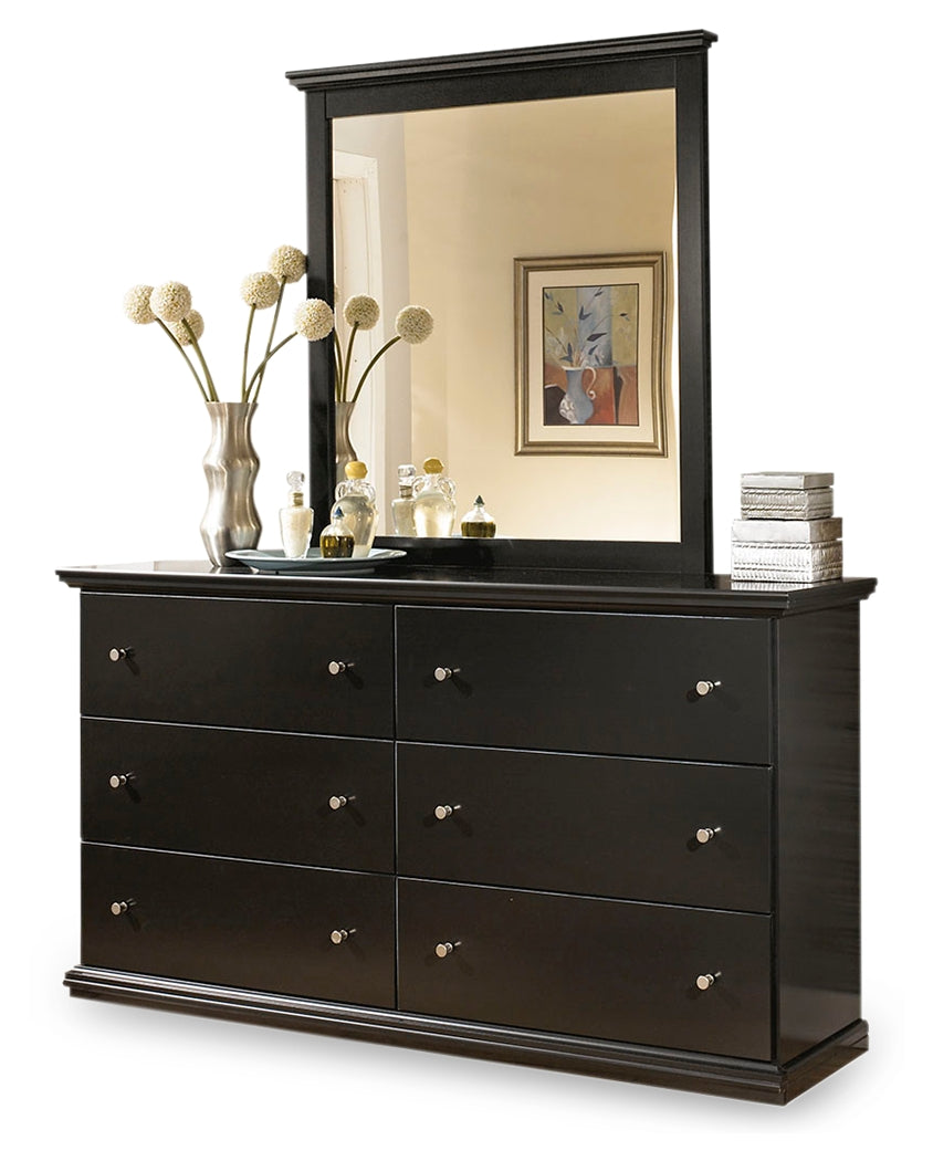 Maribel King/California King Panel Headboard Bed with Mirrored Dresser in Black from Ashley - Luna Furniture