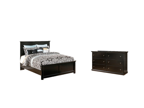 Maribel King Panel Bed with Dresser in Black - PKG002697