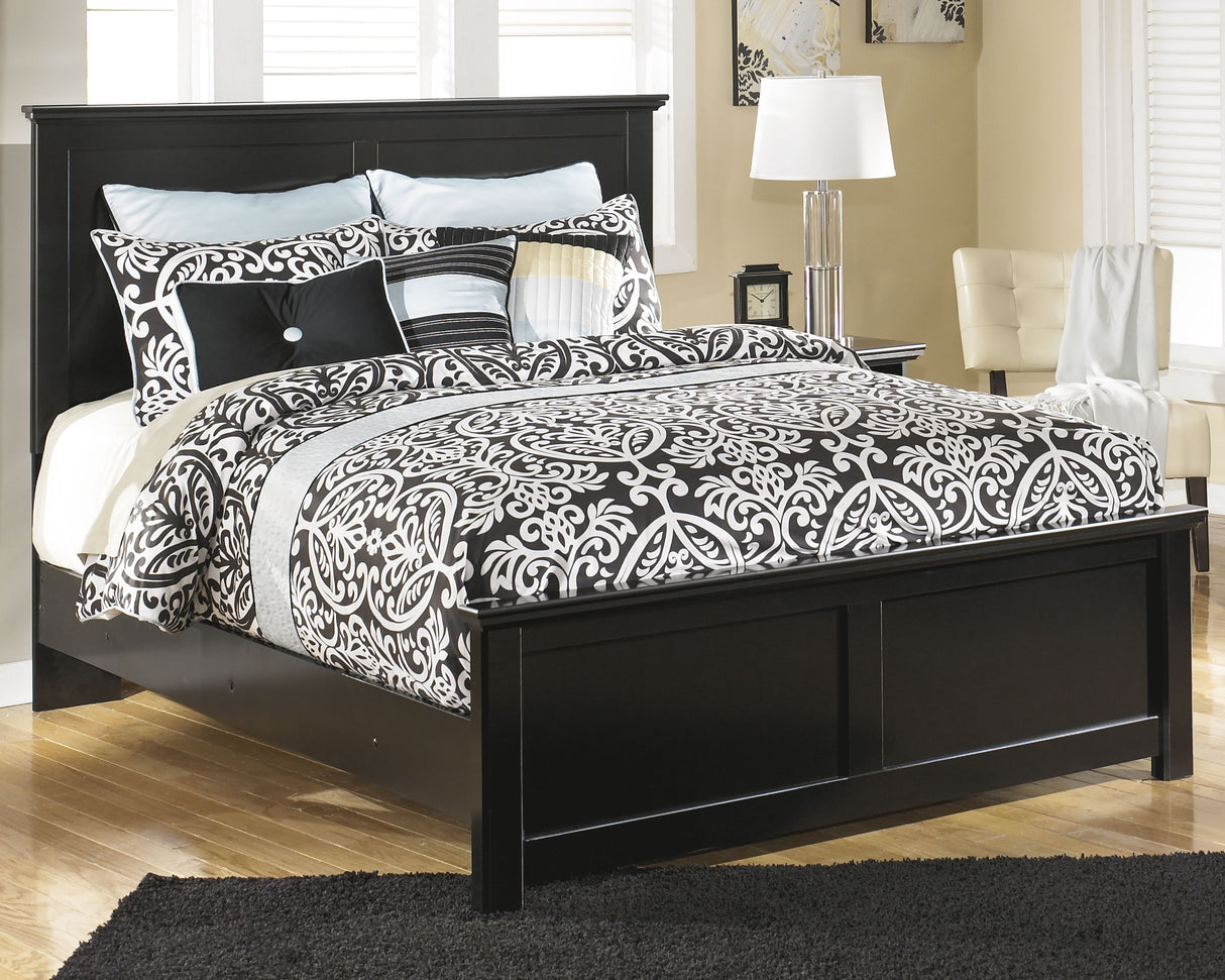 Maribel Queen/Full Panel Headboard Bed with Dresser in Black from Ashley - Luna Furniture