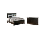 Maribel Queen Panel Bed with Dresser in Black from Ashley - Luna Furniture