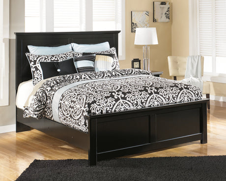 Maribel Queen Panel Bed with Mirrored Dresser and 2 Nightstands in Black from Ashley - Luna Furniture