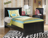 Maribel Twin Panel Bed with Mirrored Dresser and 2 Nightstands in Black from Ashley - Luna Furniture