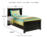 Maribel Twin Panel Bed with Mirrored Dresser and 2 Nightstands in Black from Ashley - Luna Furniture