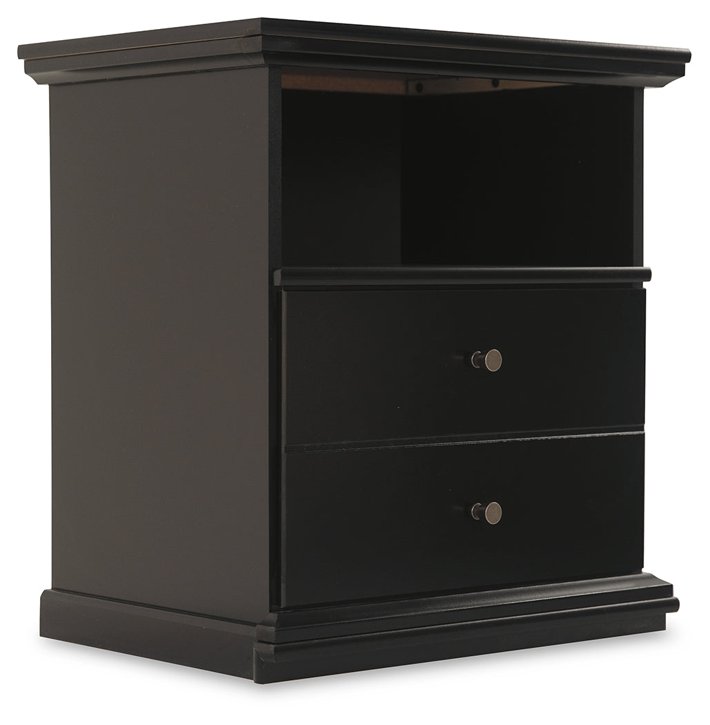 Maribel Twin Panel Bed with Mirrored Dresser and Nightstand in Black from Ashley - Luna Furniture