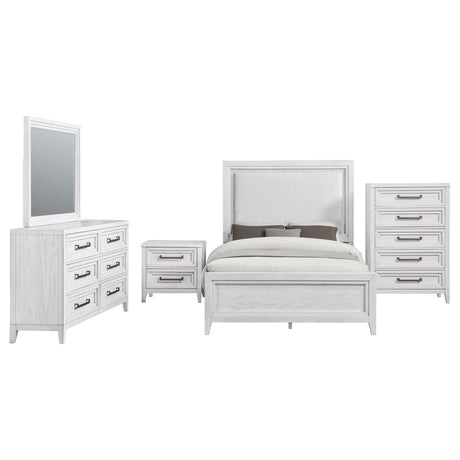 Marielle Distressed White 5-Piece California King Bedroom Set from Coaster - Luna Furniture