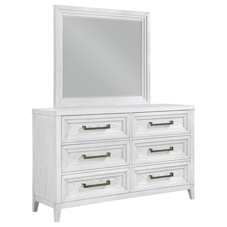 Marielle 6-drawer Dresser with Mirror Distressed White from Coaster - Luna Furniture