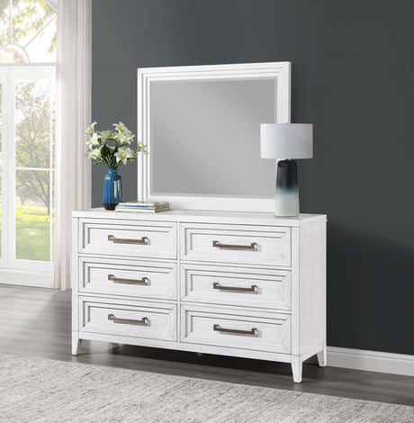 Marielle 6-drawer Dresser with Mirror Distressed White from Coaster - Luna Furniture