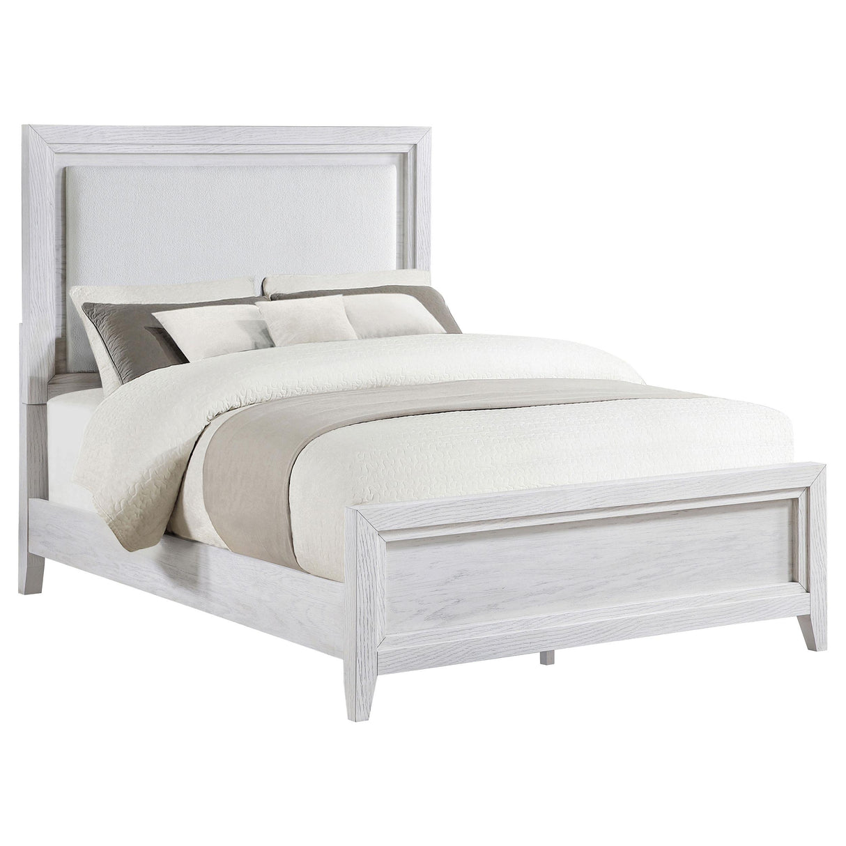 Marielle California King LED Panel Bed Distressed White from Coaster - Luna Furniture