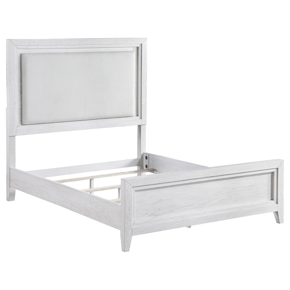 Marielle Eastern King LED Panel Bed Distressed White from Coaster - Luna Furniture