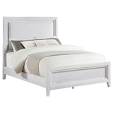 Marielle Eastern King LED Panel Bed Distressed White from Coaster - Luna Furniture