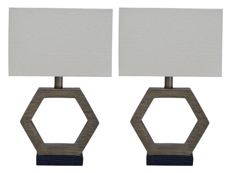 Marilu 2-Piece Table Lamp Set in Gray/Brown from Ashley - Luna Furniture