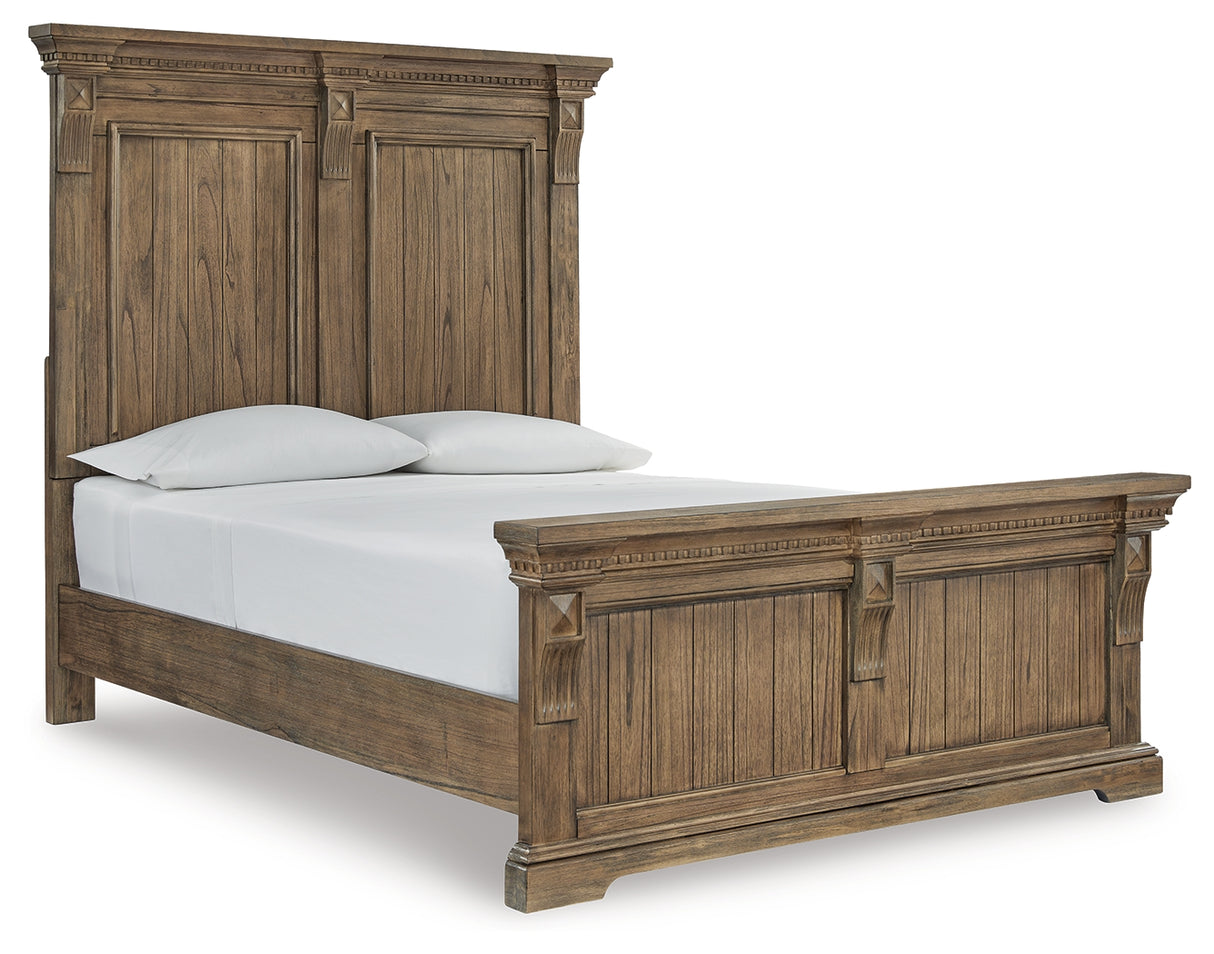 Markenburg Queen Panel Bed with Mirrored Dresser in Brown - PKG013421