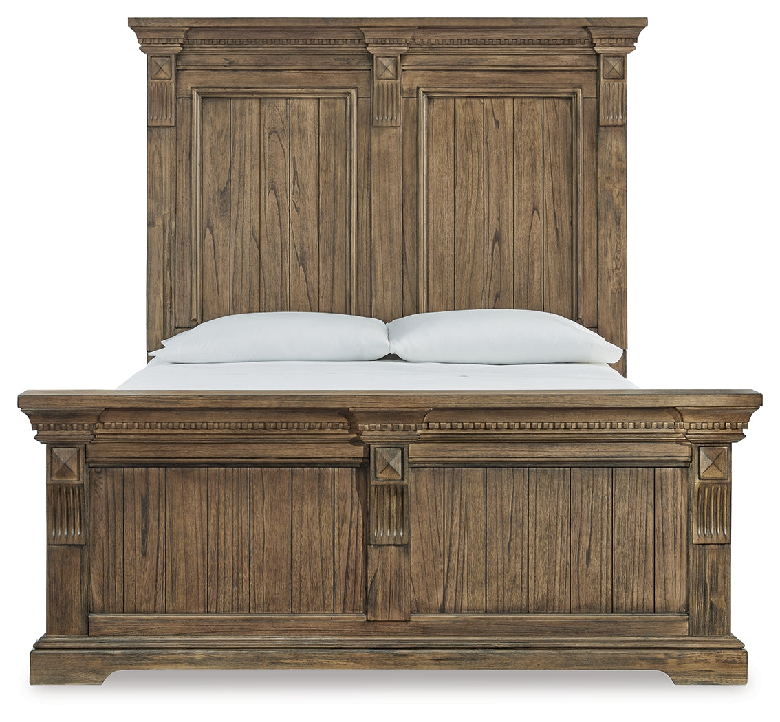 Markenburg Queen Panel Bed with Mirrored Dresser in Brown - PKG013421