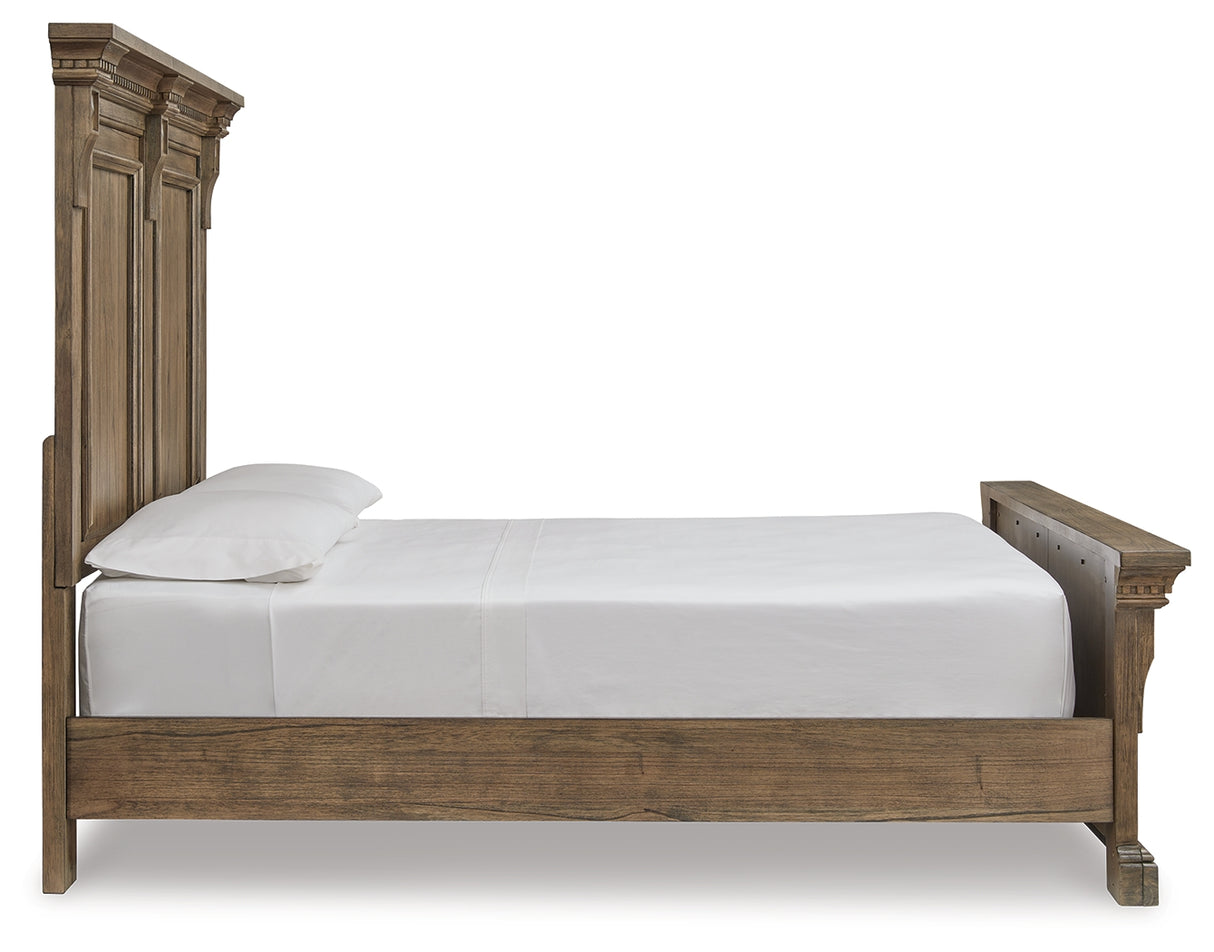 Markenburg Queen Panel Bed with Mirrored Dresser in Brown - PKG013421