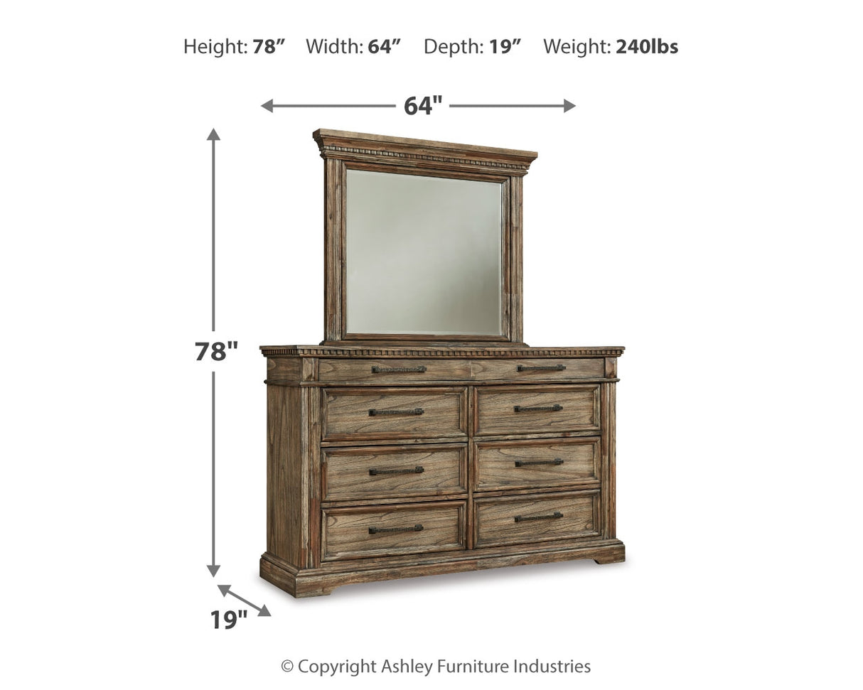 Markenburg Queen Panel Bed with Mirrored Dresser in Brown - PKG013421