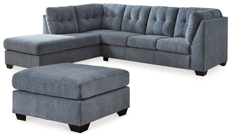 Marleton 2-Piece Sectional with Ottoman in Denim - PKG015806