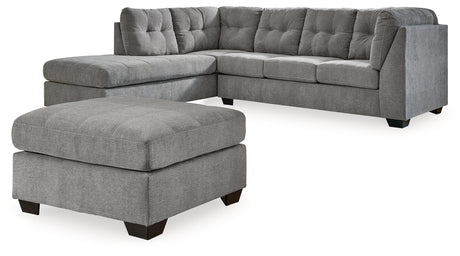 Marleton 2-Piece Sectional with Ottoman in Gray - PKG015810