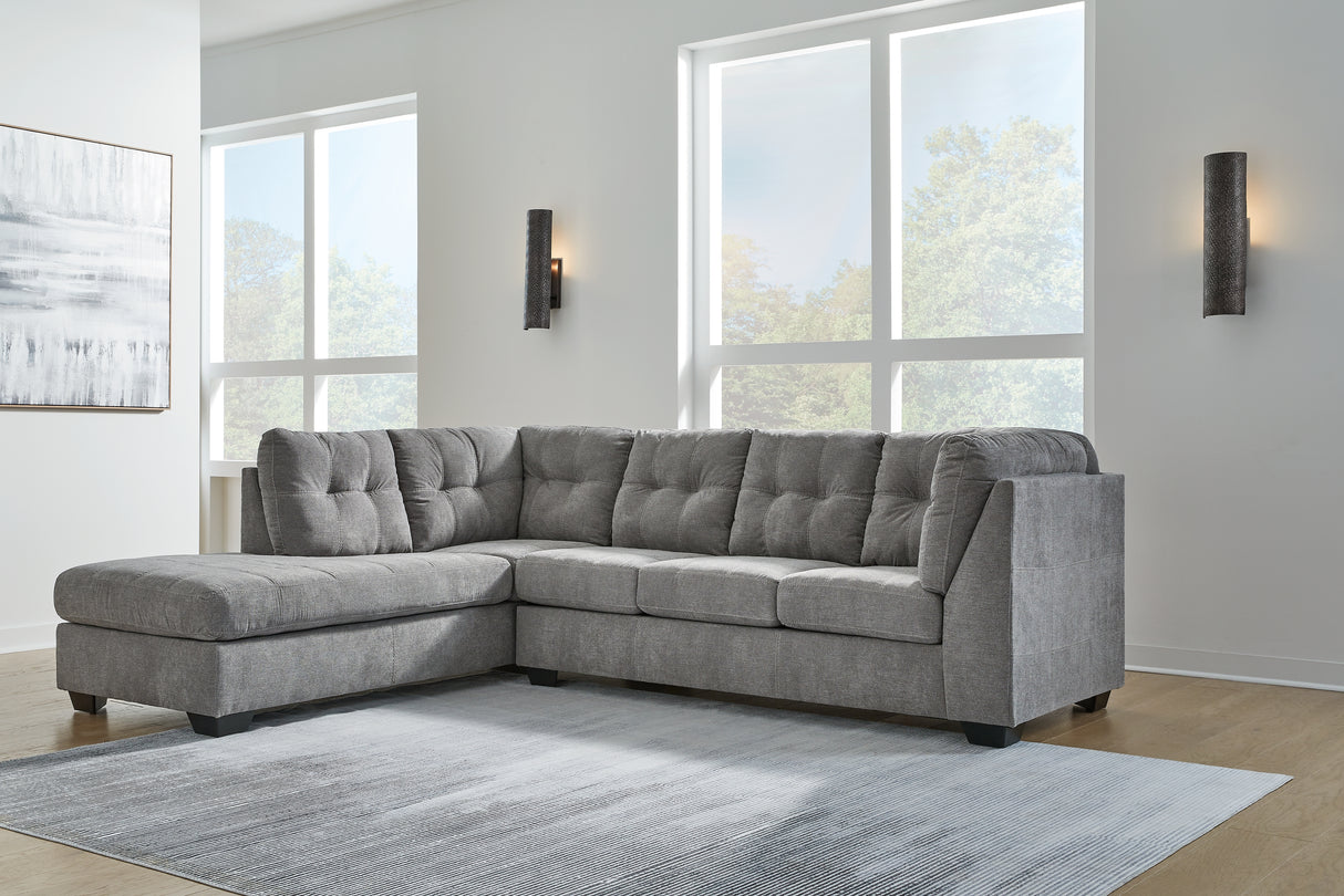 Marleton 2-Piece Sectional with Ottoman in Gray - PKG015810