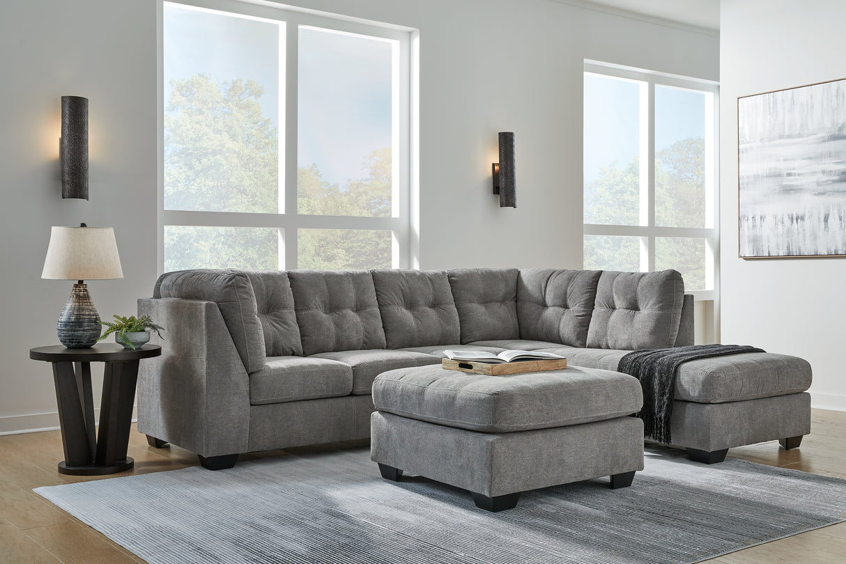 Marleton 2-Piece Sectional with Ottoman in Gray - PKG015811