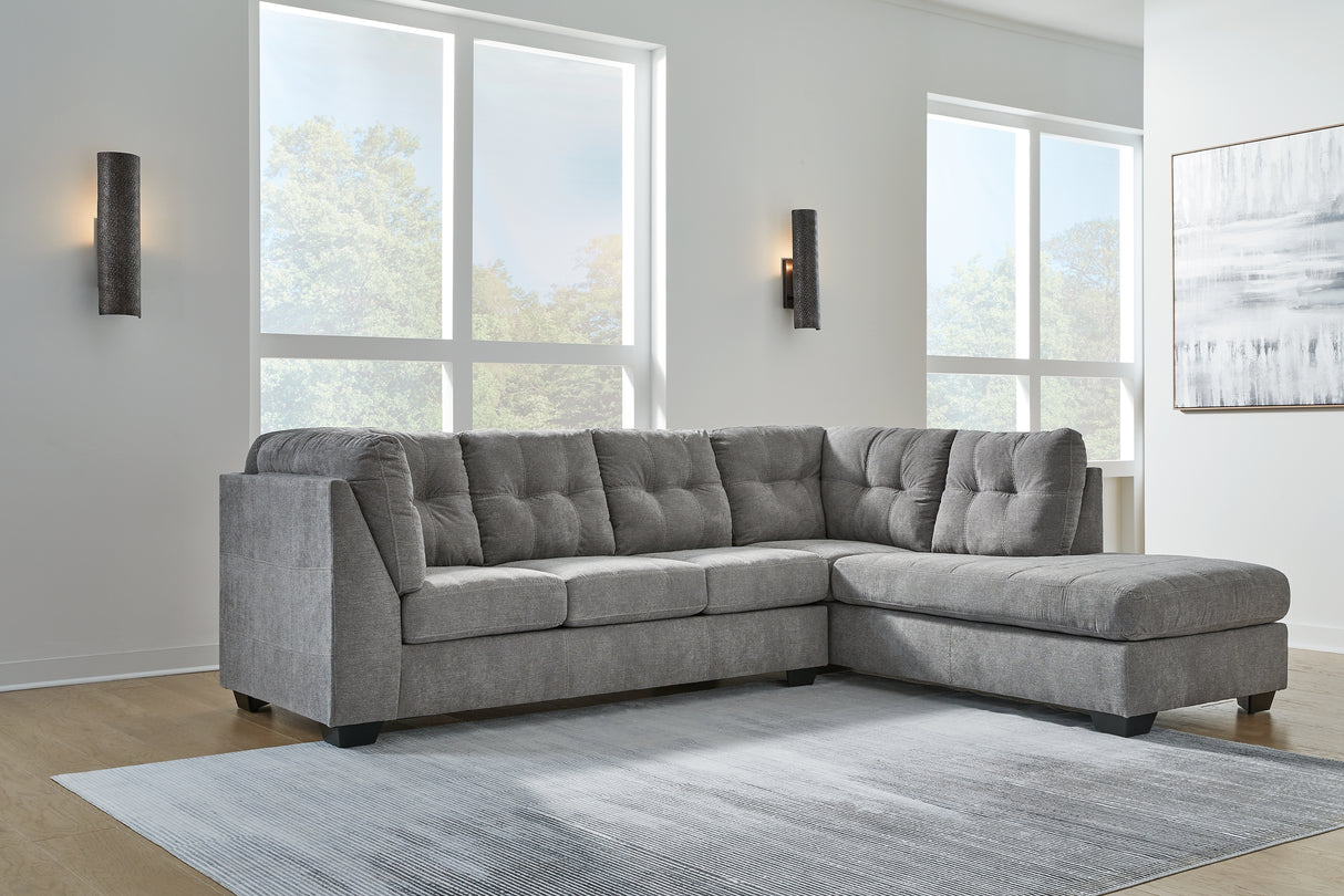 Marleton 2-Piece Sectional with Ottoman in Gray - PKG015811