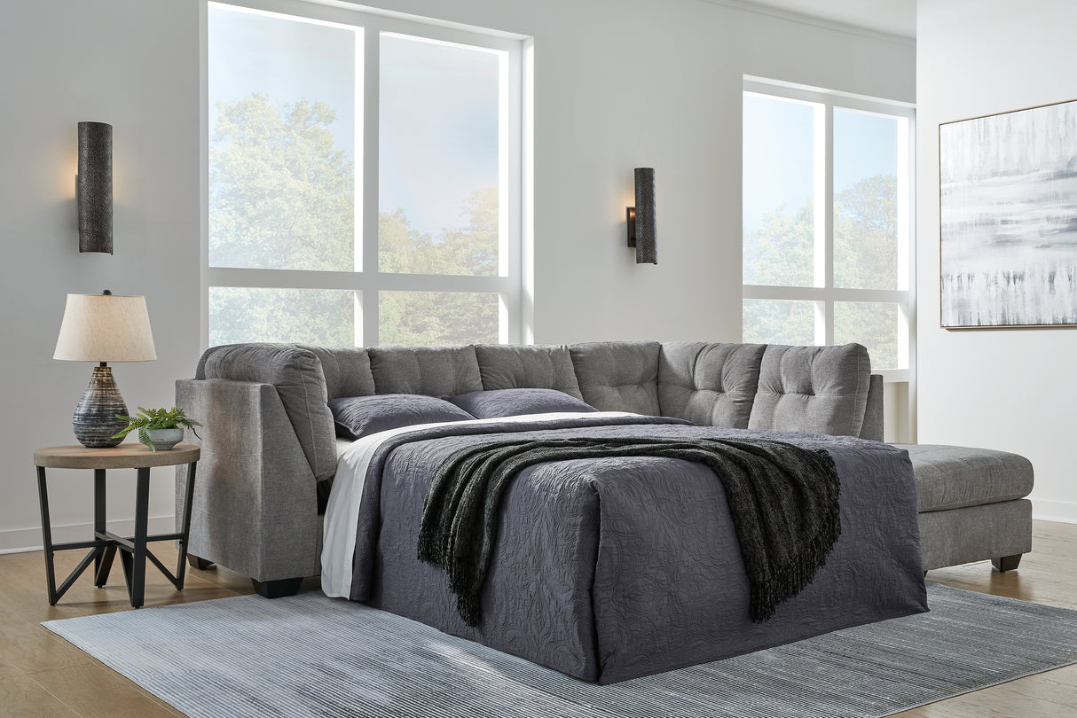 Marleton 2-Piece Sleeper Sectional with Ottoman in Gray - PKG015813