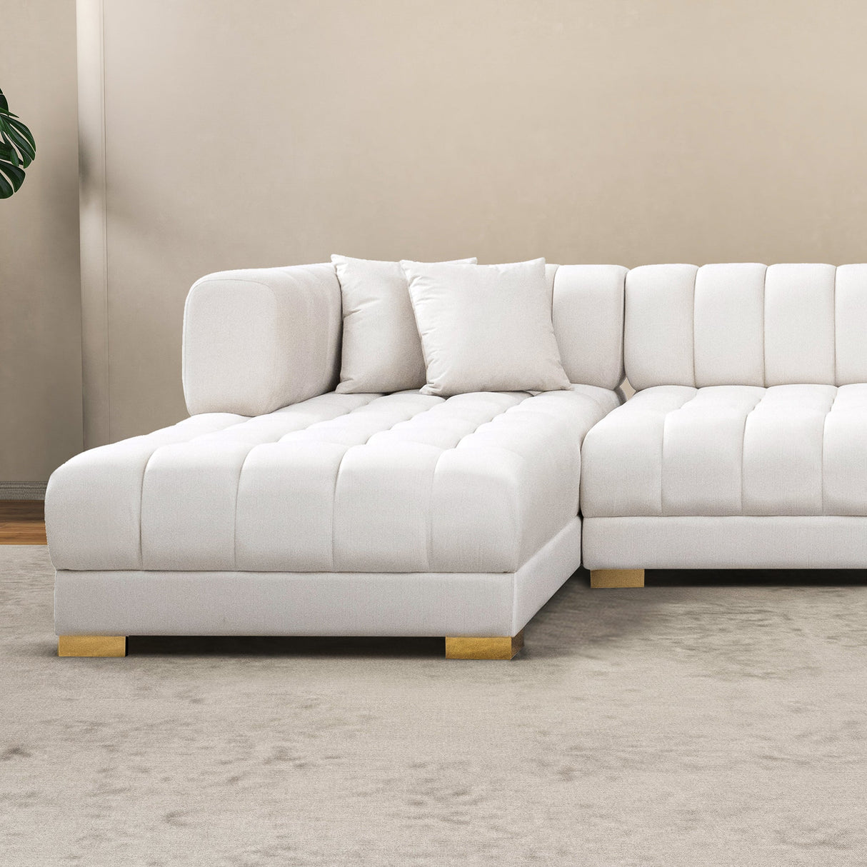 Marlow Ivory Velvet U Shape Corner Sofa - CSC03001002