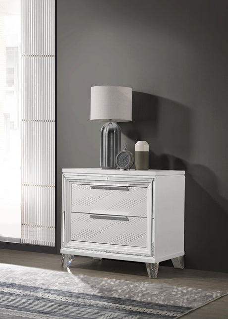 Marmore 2-drawer Nightstand Bedside Table White from Coaster - Luna Furniture