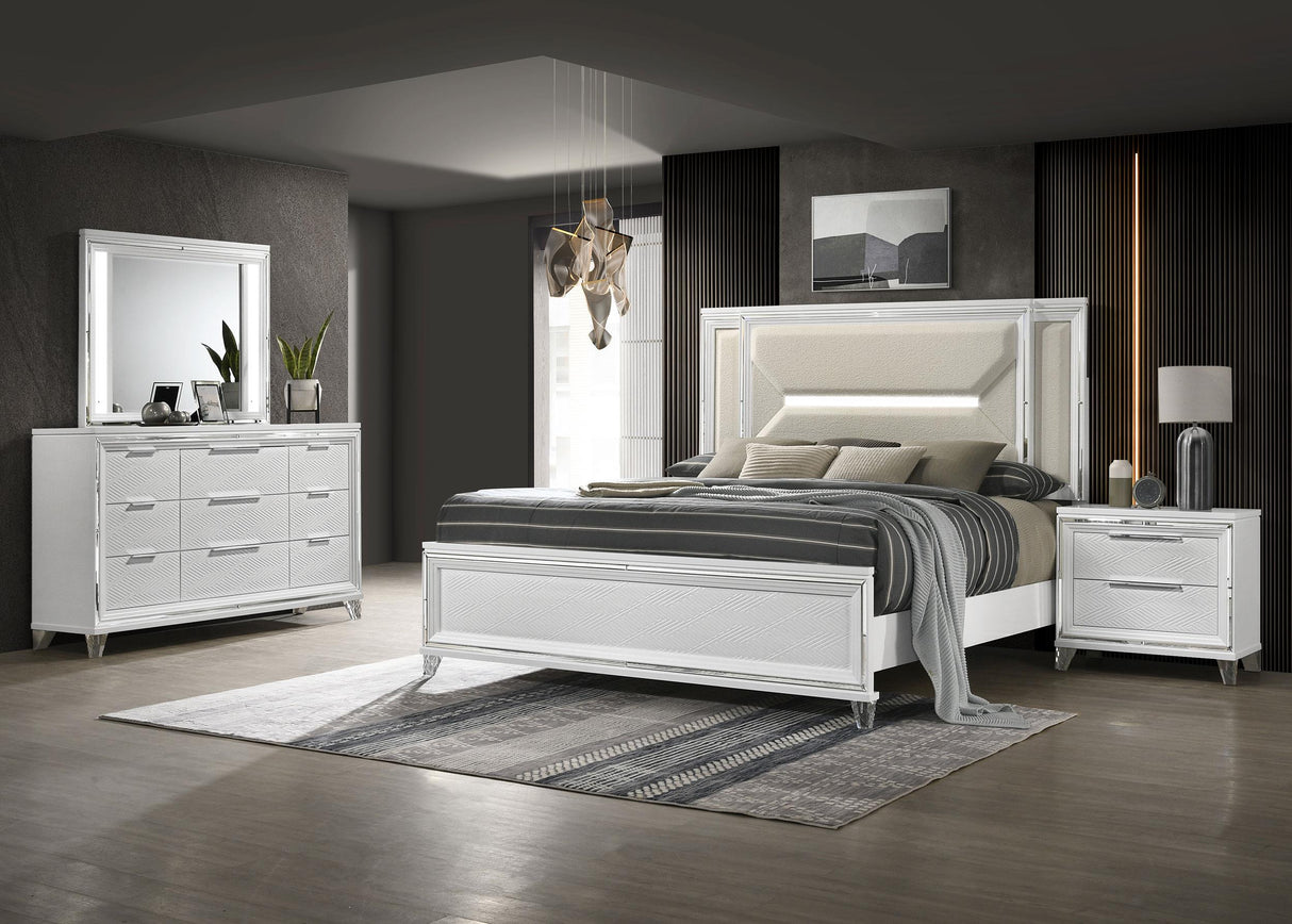 Marmore White 4-Piece California King Bedroom Set from Coaster - Luna Furniture