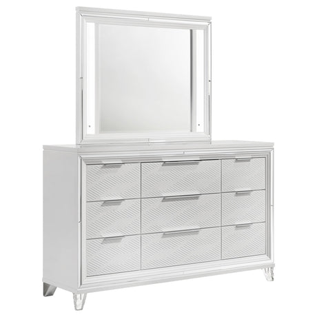 Marmore 9-drawer Dresser and LED Mirror White from Coaster - Luna Furniture