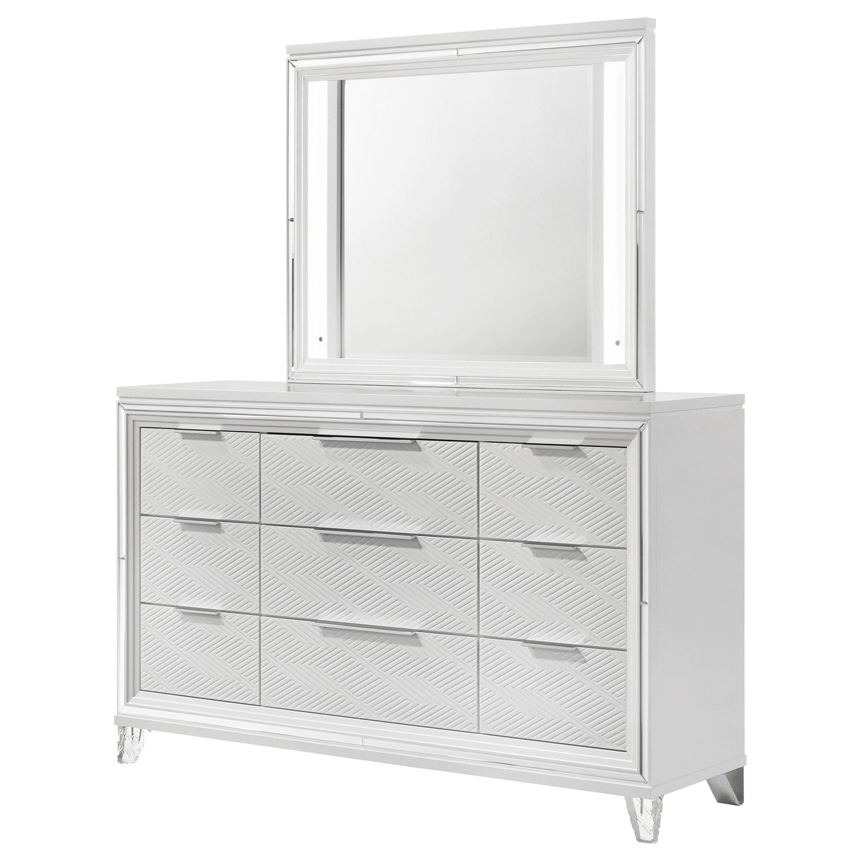 Marmore 9-drawer Dresser and LED Mirror White from Coaster - Luna Furniture