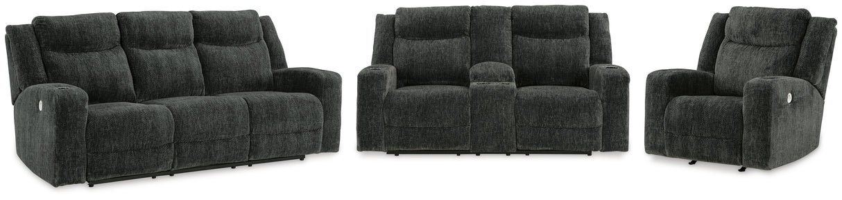 Martinglenn Sofa, Loveseat and Recliner in Ebony - PKG015114