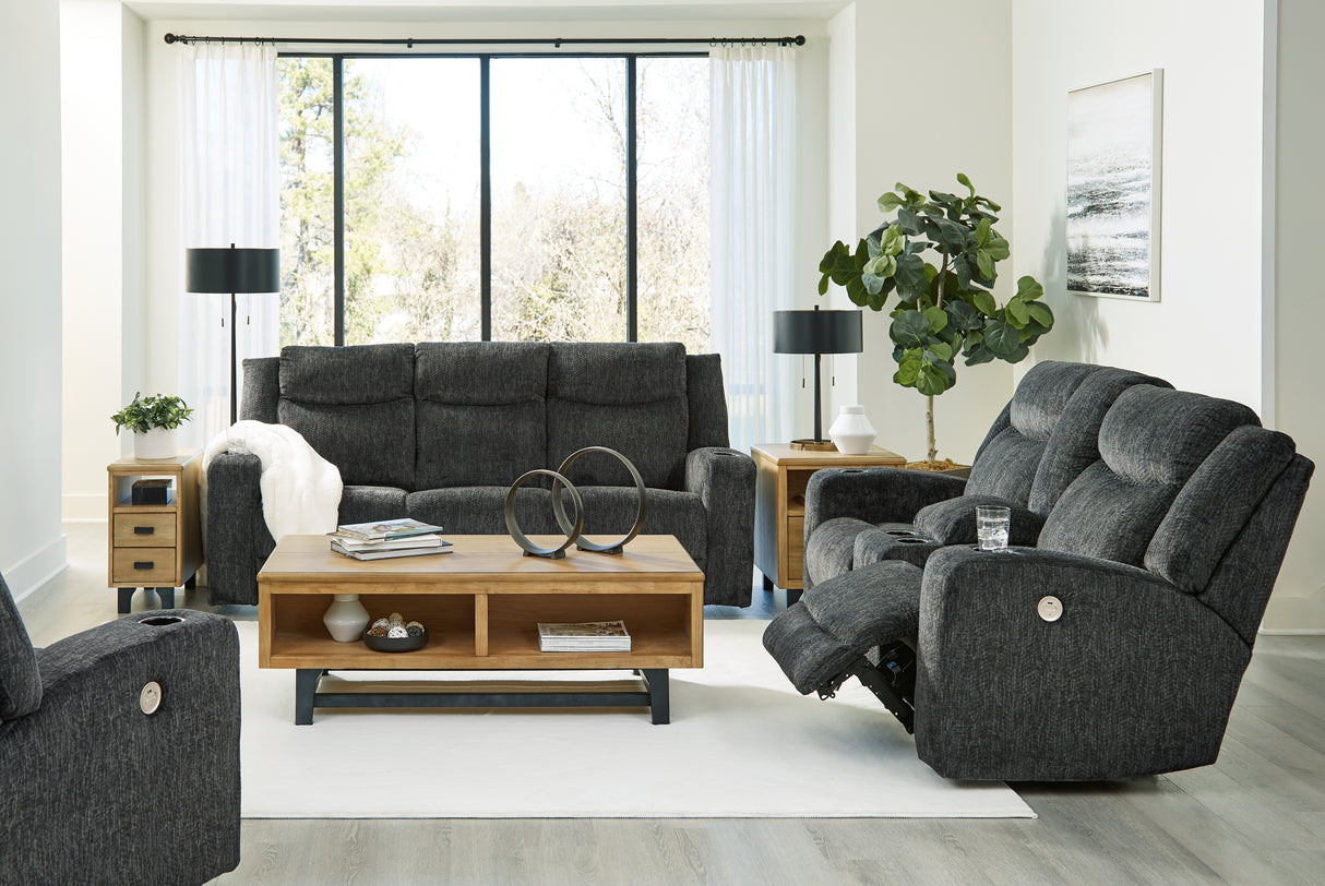 Martinglenn Sofa, Loveseat and Recliner in Ebony - PKG015114