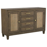 Matisse 4-drawer Dining Sideboard Buffet Cabinet with Rattan Cabinet Doors Brown from Coaster - Luna Furniture