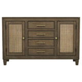 Matisse 4-drawer Dining Sideboard Buffet Cabinet with Rattan Cabinet Doors Brown from Coaster - Luna Furniture