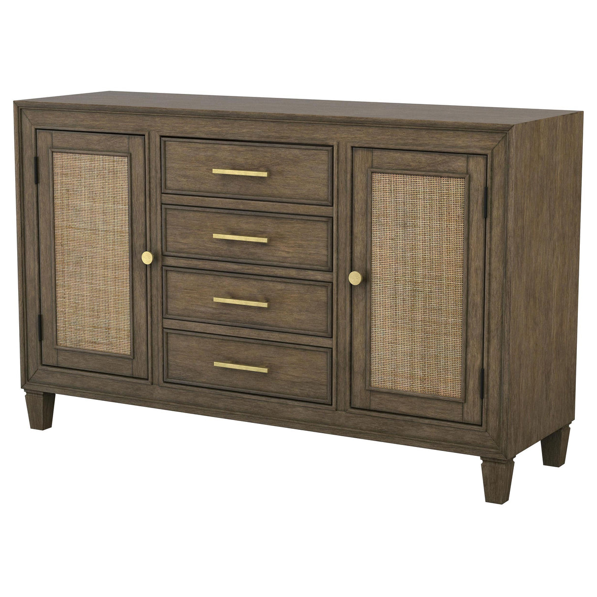 Matisse 4-drawer Dining Sideboard Buffet Cabinet with Rattan Cabinet Doors Brown from Coaster - Luna Furniture