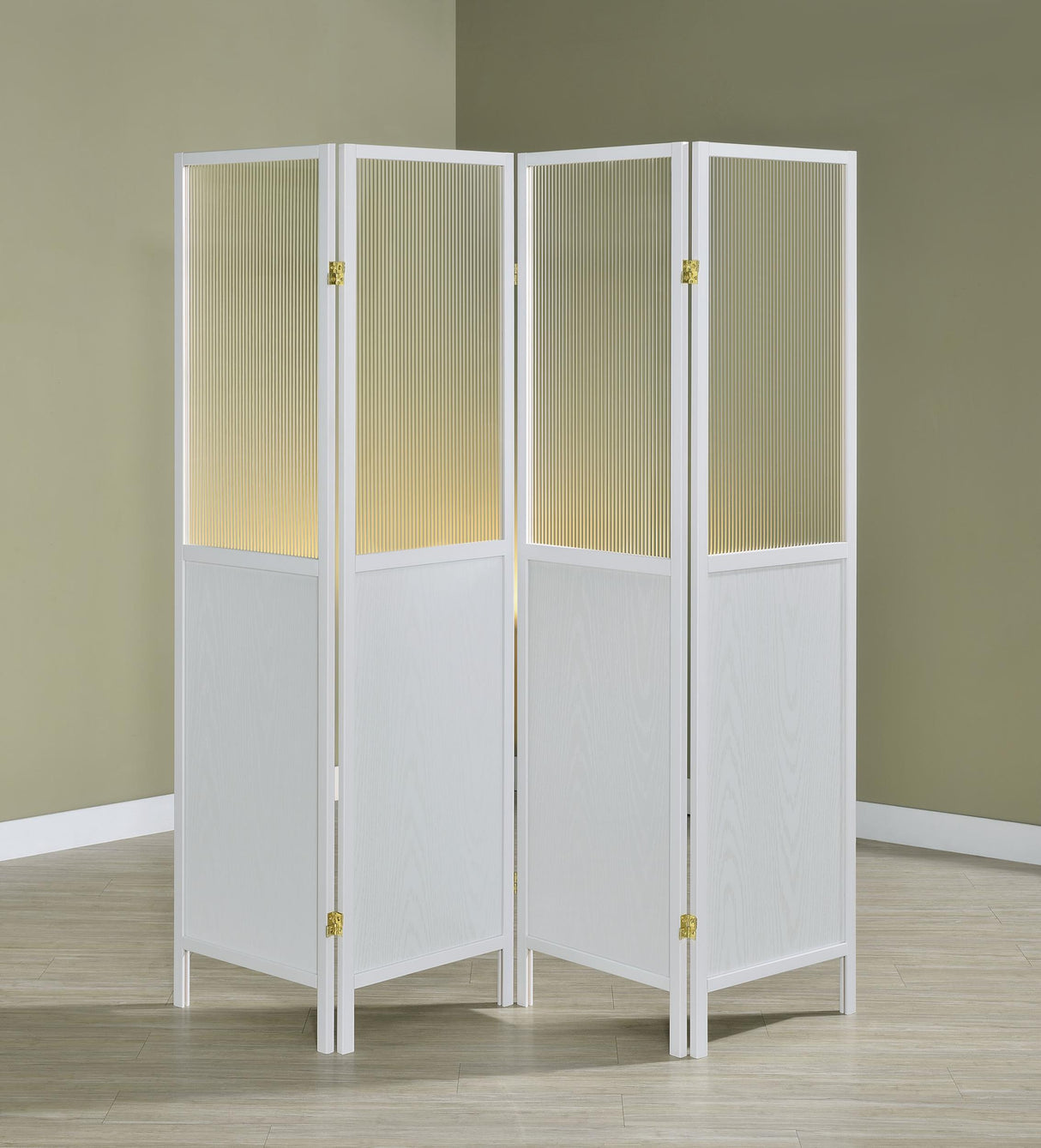 Mattison 4-Panel Room Divider Folding Shoji Screen White from Coaster - Luna Furniture