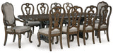 Maylee Dining Table and 10 Chairs in Dark Brown - PKG017126