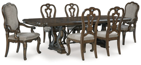 Maylee Dining Table and 6 Chairs in Dark Brown - PKG017124