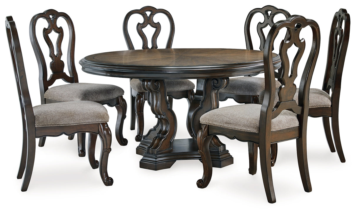 Maylee Dining Table and 6 Chairs in Dark Brown from Ashley - Luna Furniture