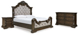 Maylee King Upholstered Bed with Dresser and Nightstand in Dark Brown - PKG019201