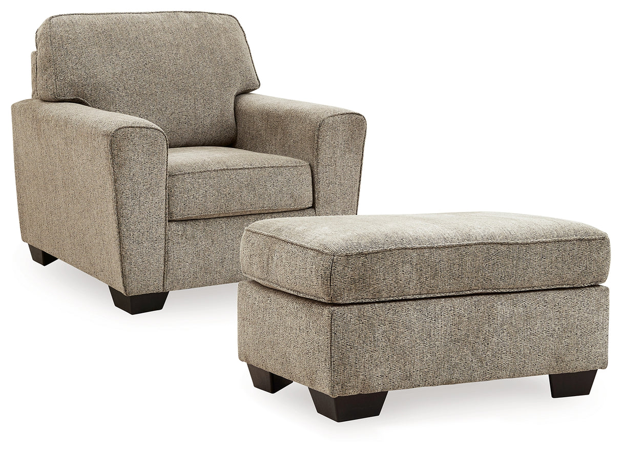 McCluer Sofa, Loveseat, Chair and Ottoman in Mocha - PKG011025