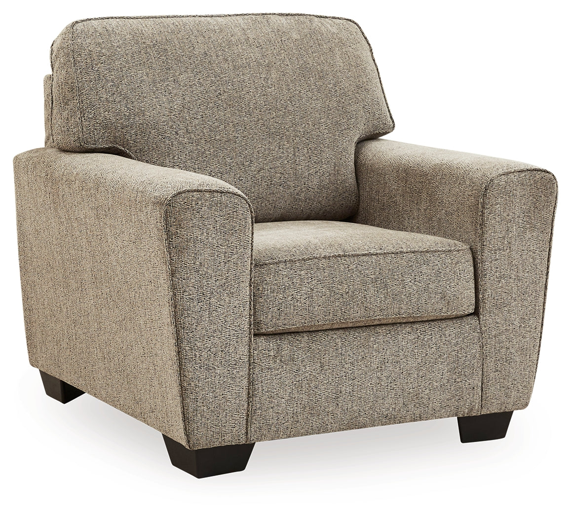 McCluer Sofa, Loveseat, Chair and Ottoman in Mocha - PKG011025