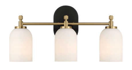 Meadows Three Lights Vanity Brushed Gold Bathroom Wall Light for Bathroom Over Mirror 20.5"W × 10.125"H × 5.5"E with White Frosted Glass - WLL03900501