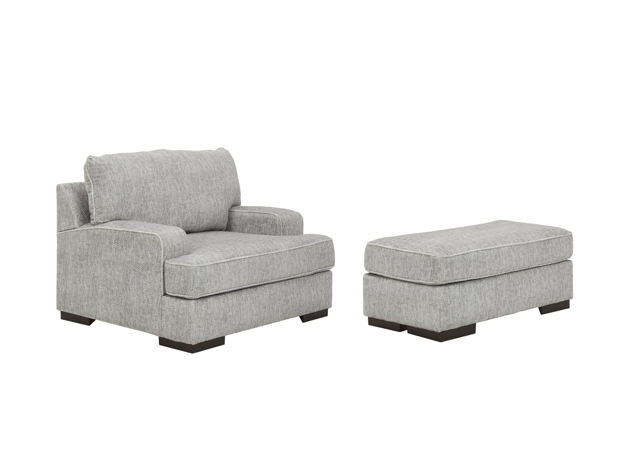 Mercado Chair and Ottoman in Pewter from Ashley - Luna Furniture