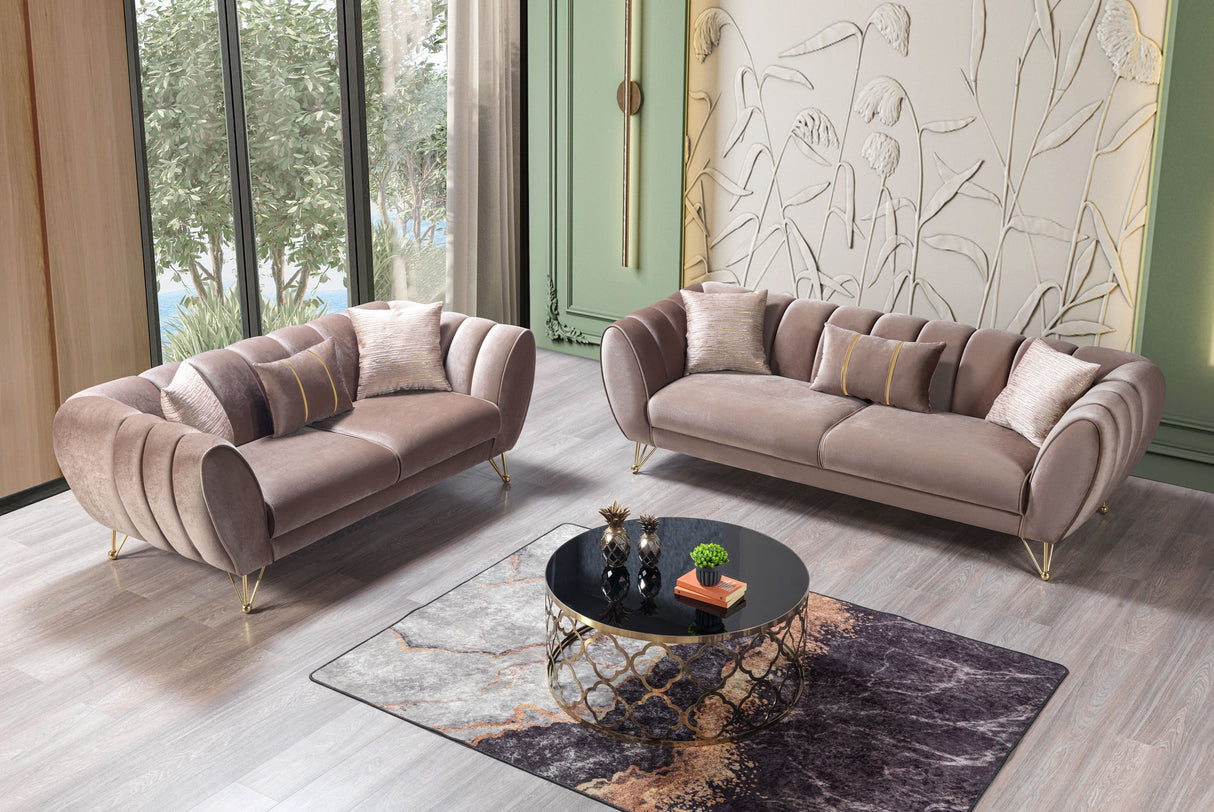 Merida Coffee Velvet Sofa & Loveseat - MERIDACOFFEE-SL