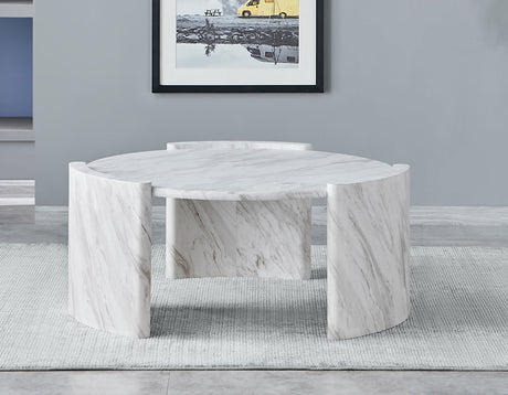 Merino Faux-Marble Round Cocktail Table from Steve Silver - Luna Furniture