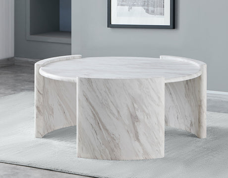 Merino Faux-Marble Round Cocktail Table from Steve Silver - Luna Furniture