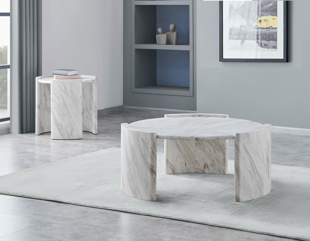 Merino Faux-Marble Round End Table from Steve Silver - Luna Furniture