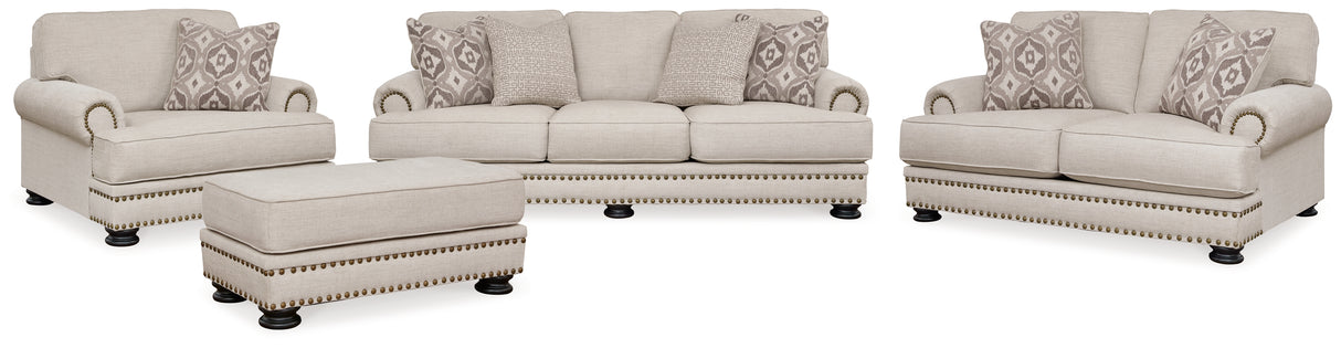 Merrimore Sofa, Loveseat, Chair and Ottoman in Linen from Ashley - Luna Furniture