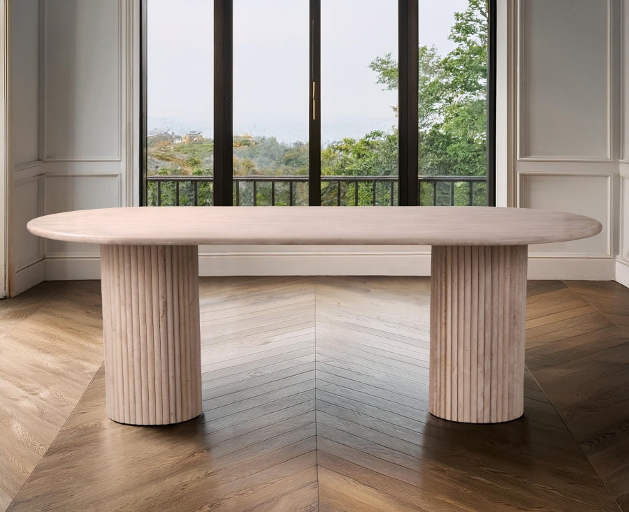 Messina Dining Table in Travertine from Meridian - Luna Furniture